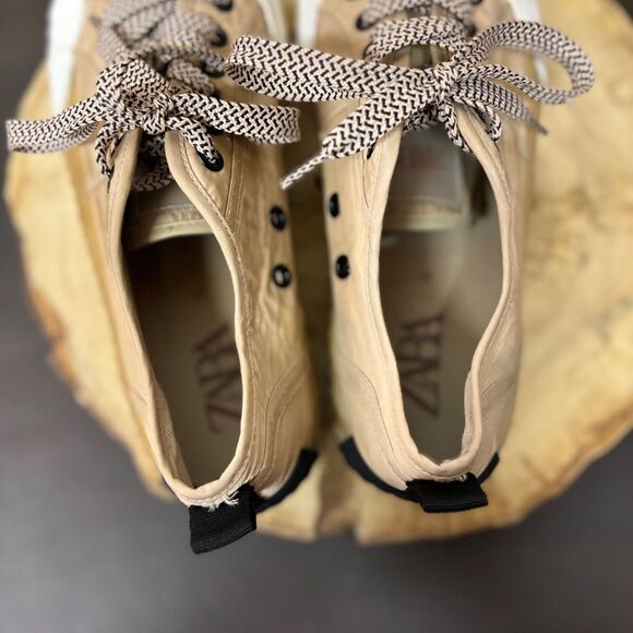 Zara Platform Sneakers Shoes Size US 9 EU 40 Canvas Cap Toe Textured Sole Casual - Picture 12 of 13